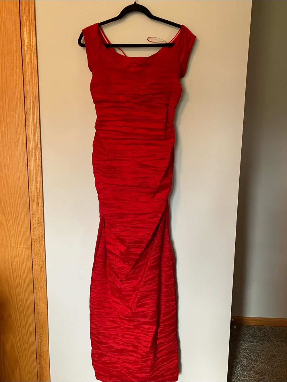 Alex Evenings Red Ruched Maxi Gown